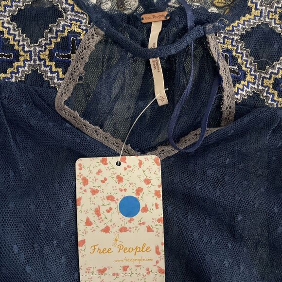 New Free People Joy Ride Navy Top OVERSIZED - OS Size Small Retail $148 - Picture 9 of 14